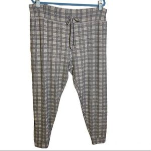 Beyond Yoga Super Soft Joggers Gray Plaid Lounge Pants Women’s Size XXL